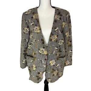Vintage 90s Bianca Blazer Jacket Women's‎ Medium Jacquard Tapestry Muted Colors
